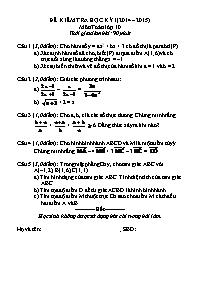 Đề kiểm tra học kỳ I (năm 2014  2015) môn Toán lớp 10